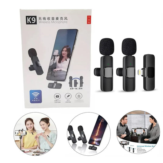 Micrófono Inalámbrico Solapero Doble Recargable Tipo Lightning K9